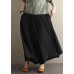 Summer  literary black elastic waist versatile wide leg culottes