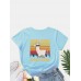 Cartoon Cat Slogan Print Round Neck T  shirt For Women